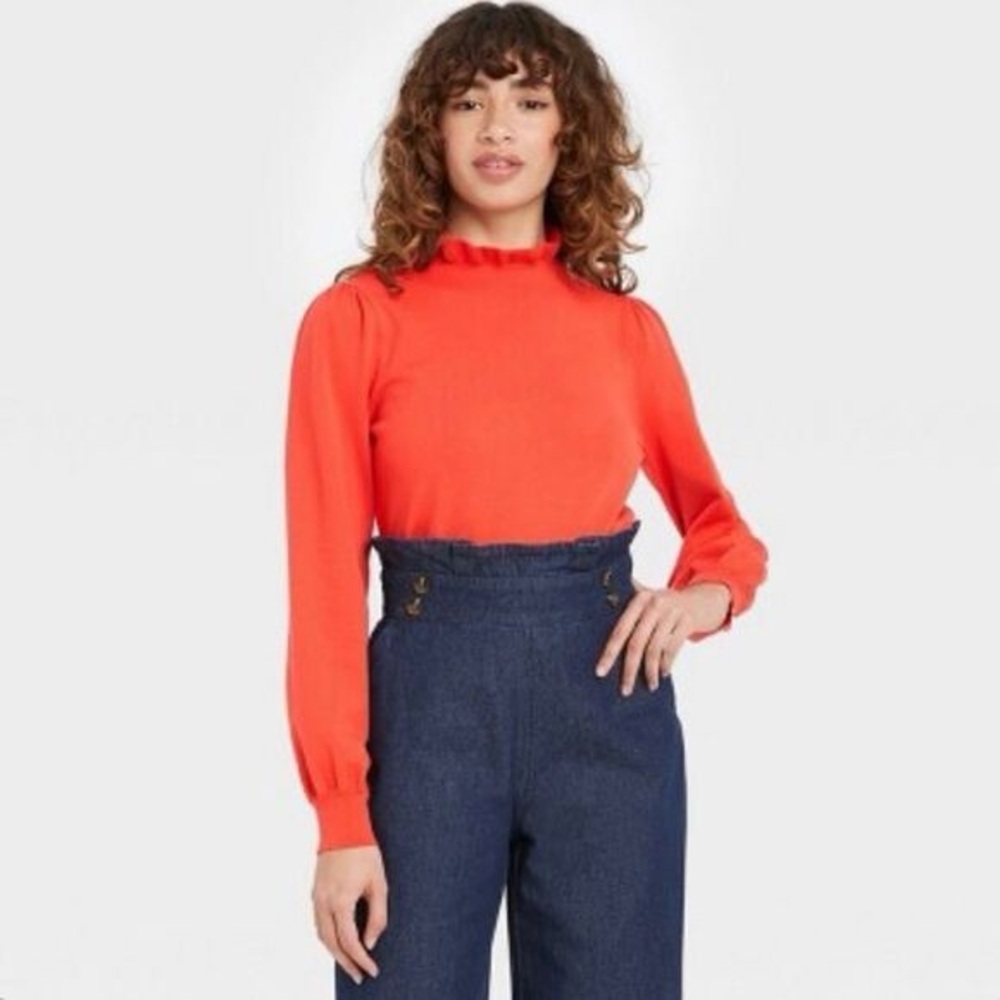 Who What Wear- Bold Orange Knit Top Size XXL